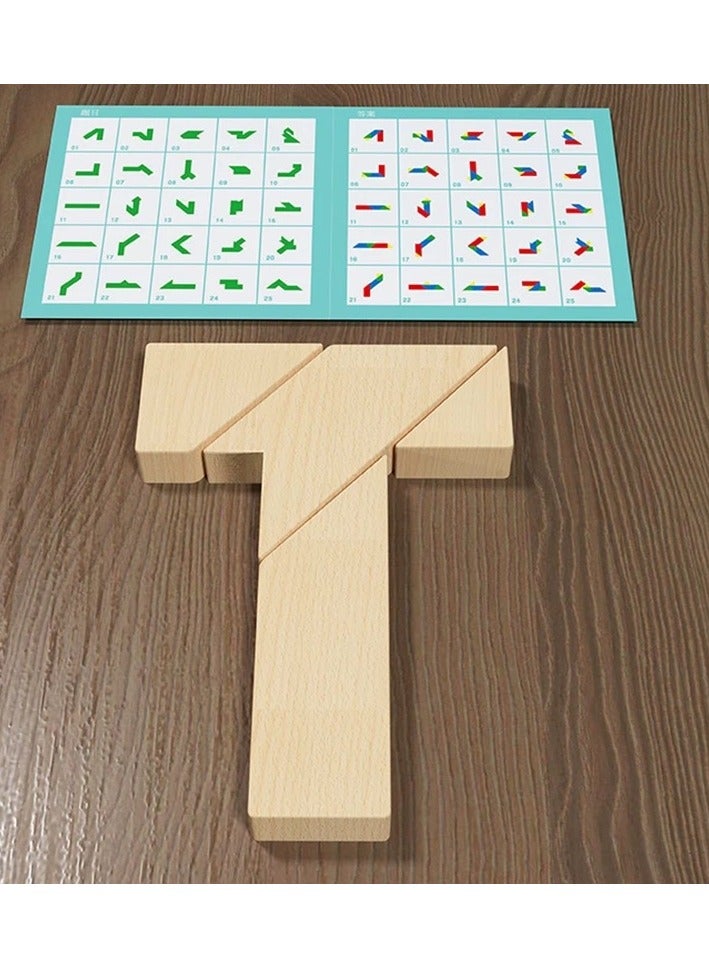 T Shape Puzzle Wooden Puzzle Games Creative Educational Wooden Mini Puzzle for - Image 1