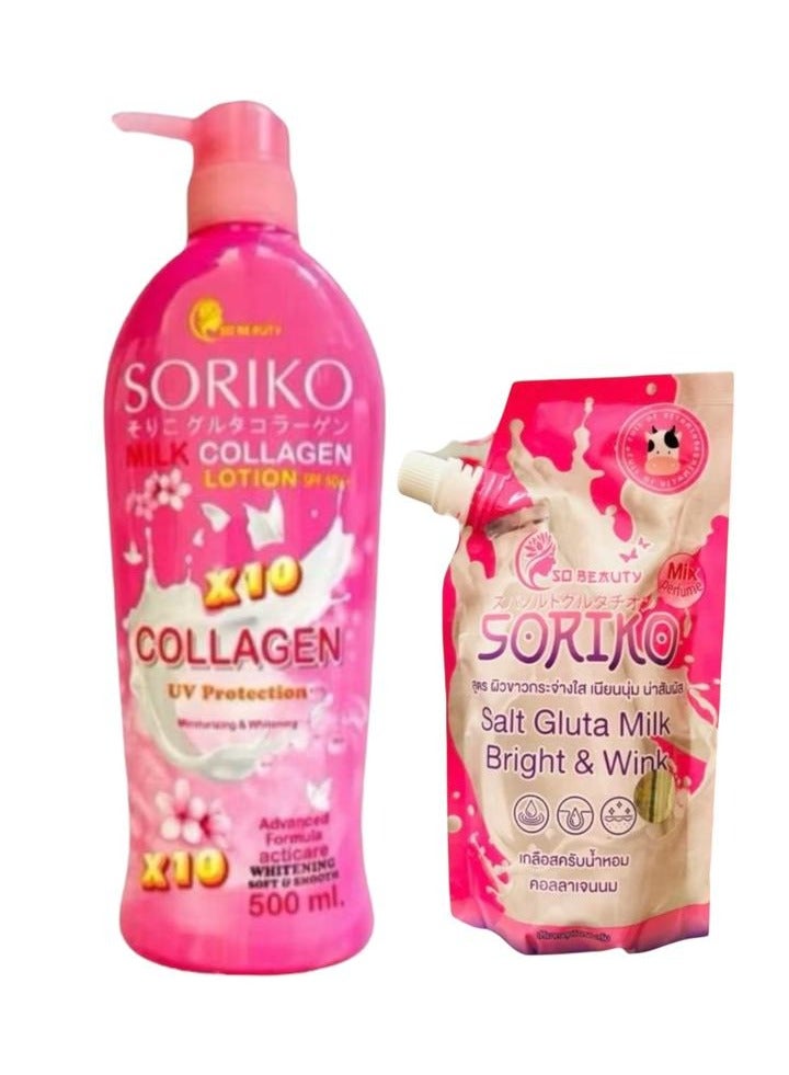 Soriko collagen lotion and body scrub
