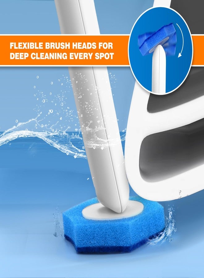 NEWE Disposable Toilet Brush, Toilet Bowl Wand Holder Set with Upgraded Clamping System, 16PCS Cleaner Refills, Bathroom Cleaning Tool for Sink Bathtub Drain Wash Basin Urinal - Image 3