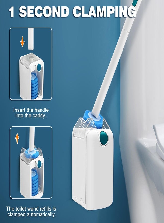NEWE Disposable Toilet Brush, Toilet Bowl Wand Holder Set with Upgraded Clamping System, 16PCS Cleaner Refills, Bathroom Cleaning Tool for Sink Bathtub Drain Wash Basin Urinal - Image 2