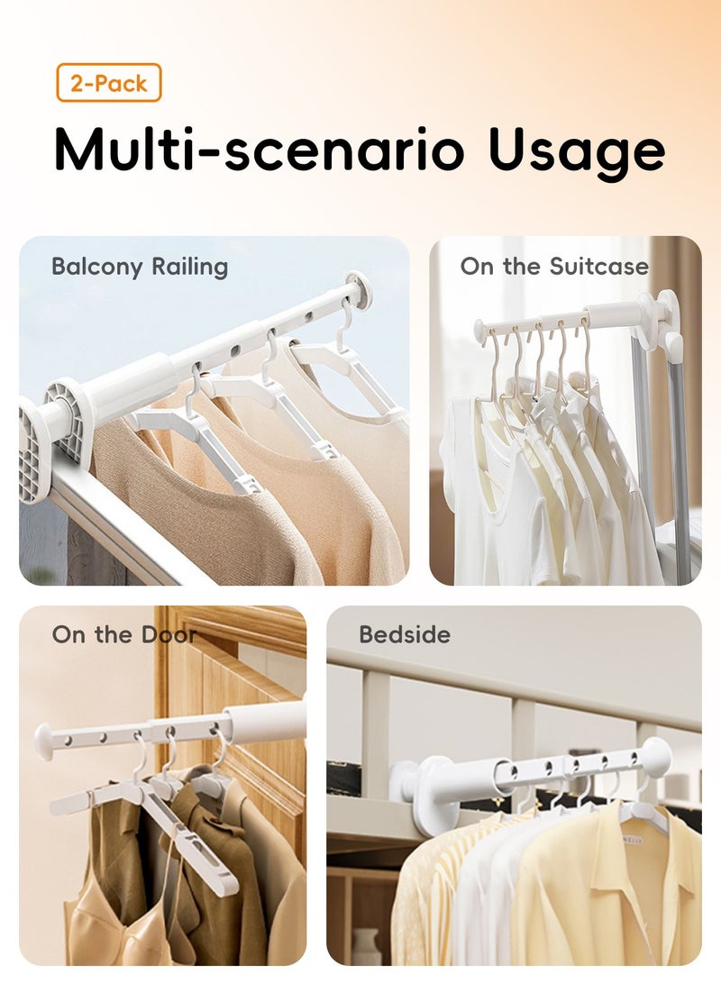 2 Pcs Portable Clothes Dryer Stand, Clip-On Cloth Drying Rack, Retractable Cloth Hooks, Multi-Function Clothes Organizer Stand, Portable Folding Clothes Rack, Adjustable Laundry Drying Stand, Space-Saving Cloth Dryer, Compact and Durable Hanging Clothes Rack, Innovative Balcony Design for Apartment, Dormitory, Bathroom, Camping and Travel - Image 2