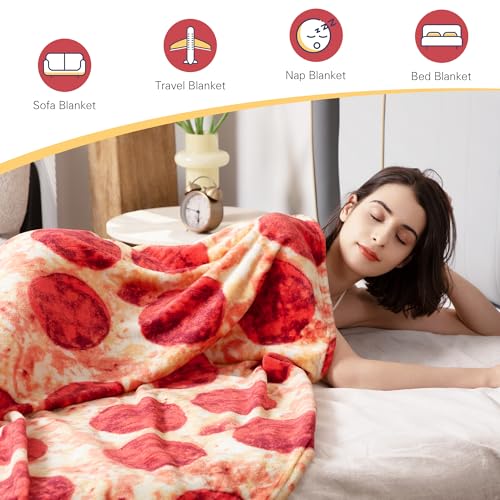 LetsFunny Pizzas Blanket 20 Double Sided Wrap Throw Blanket for Adults Kids Giant Funny Realistic Food Blankets Soft Flannel Round Throw Blanket Cool Presents - Image 3