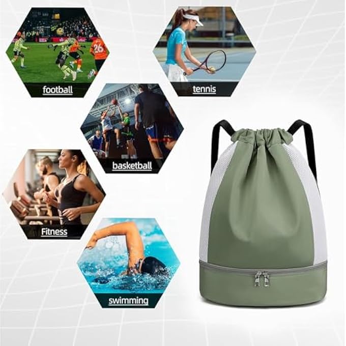rayihni Large Drawstring Backpack Sports Gym Sackpack Basketball Bag String Bag Cinch Beach Swim Bag for Women Men - Image 5