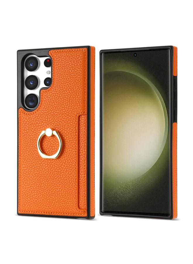 S-TOP Case For Samsung Galaxy S23 Ultra 5G Ring Card Litchi Leather Back Phone Case - Image 2