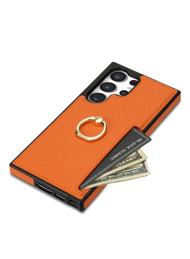 S-TOP Case For Samsung Galaxy S23 Ultra 5G Ring Card Litchi Leather Back Phone Case - Image 3