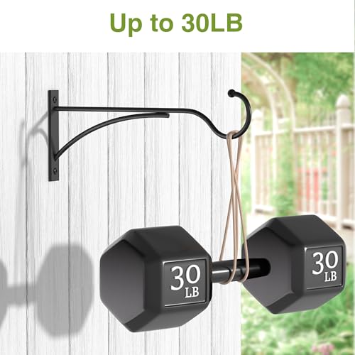 saffruff 11 Inch 2 Pack Outdoor Plant Hanging Hooks for Wall:Metal Bracket for Hanging Baskets, Bird Feeders, Wind Chimes, Flower Baskets, Yoga Mat, Lanterns, Black - Image 5