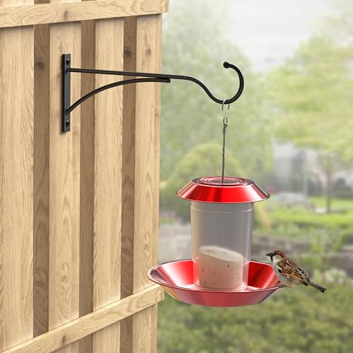 saffruff 11 Inch 2 Pack Outdoor Plant Hanging Hooks for Wall:Metal Bracket for Hanging Baskets, Bird Feeders, Wind Chimes, Flower Baskets, Yoga Mat, Lanterns, Black - Image 3