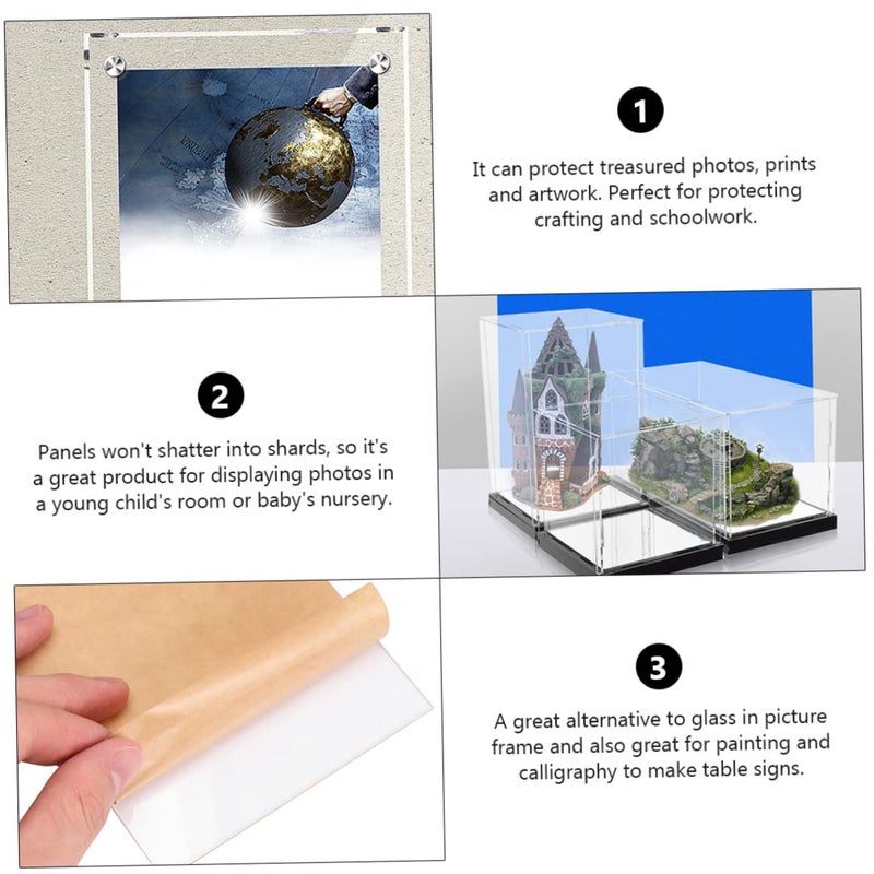 JECOMPRIS 10 Pack Acrylic Sheets 10pcs Clear Acrylic Panels for DIY Crafting Photo Frame School Project Shatterproof Burr- Edges - Image 3