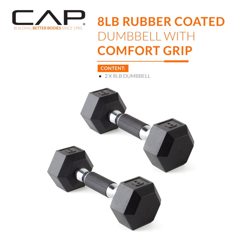 CAP Barbell Coated Dumbbell Weights with Padded Grip, Pair, 8 LBS - Image 2