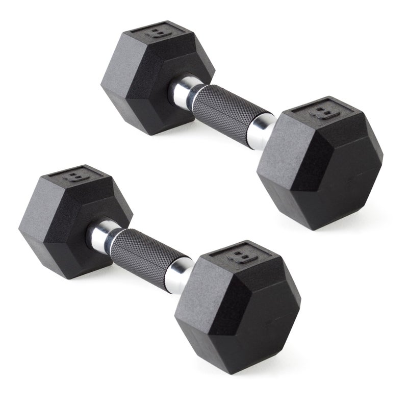CAP Barbell Coated Dumbbell Weights with Padded Grip, Pair, 8 LBS - Image 1