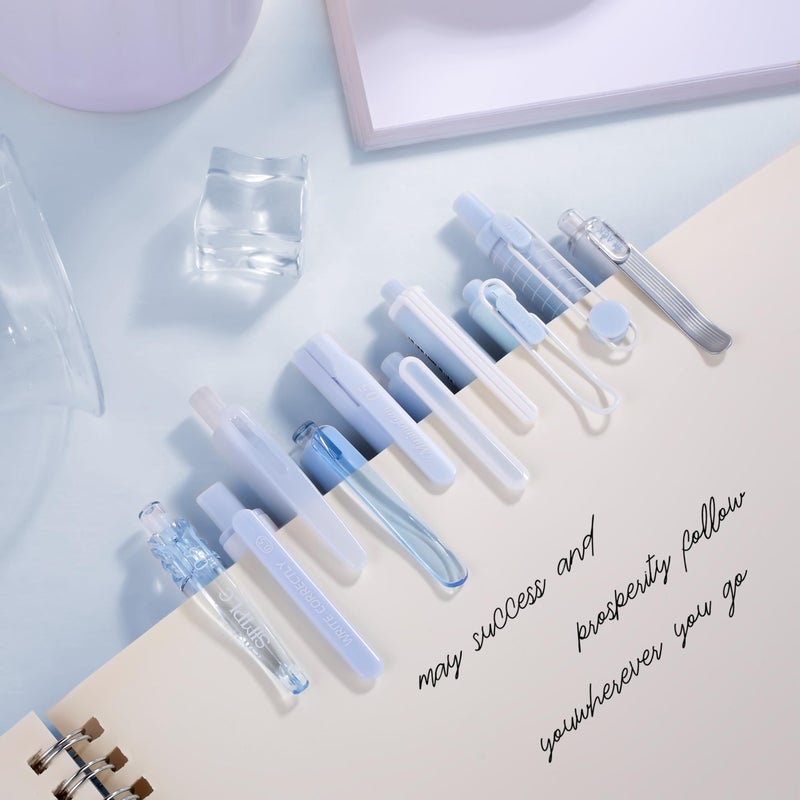 VideMundi 5 Count Pastel Gel Ink Pen Set,Cute Note Taking 0.5mm Fine Point Retractable 5 Count Black Ink Pens for Writing, Journaling, School, Office (Light Blue) - Image 3