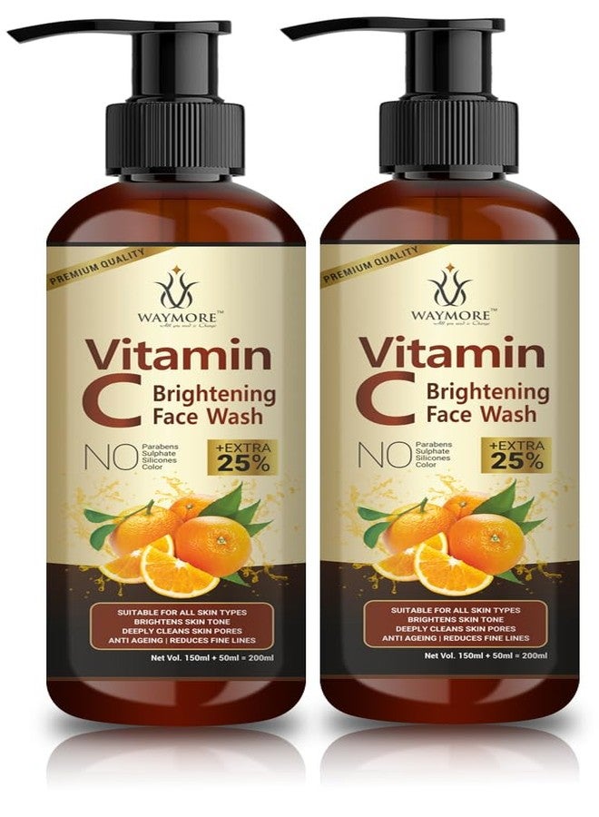 WAYMORE Vitamin C Face Wash for Oil Control, Hydration, Brightening, Sulphate & Paraben Free - 400ml (Pack of 2-200ml each) - Image 1