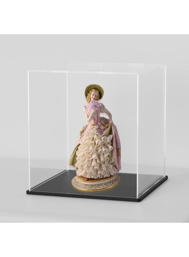 TPGP Clear Acrylic Display Case With Matt Black Base And Lid, Dust-Proof Acrylic Showcase, Cube Counter-Tops Box For Large Collectibles (10X10X14 Inch) - Image 1