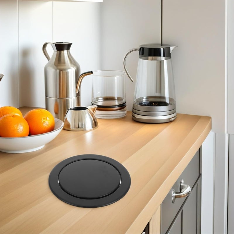 2pcs Stainless Steel Trash Can Swing Flap Lid Recessed Countertop Waste Chute Cover round Trash Bin Lid for Kitchen Bathroom Hotel Use Compatible with 19.3-23cm Opening - Image 5