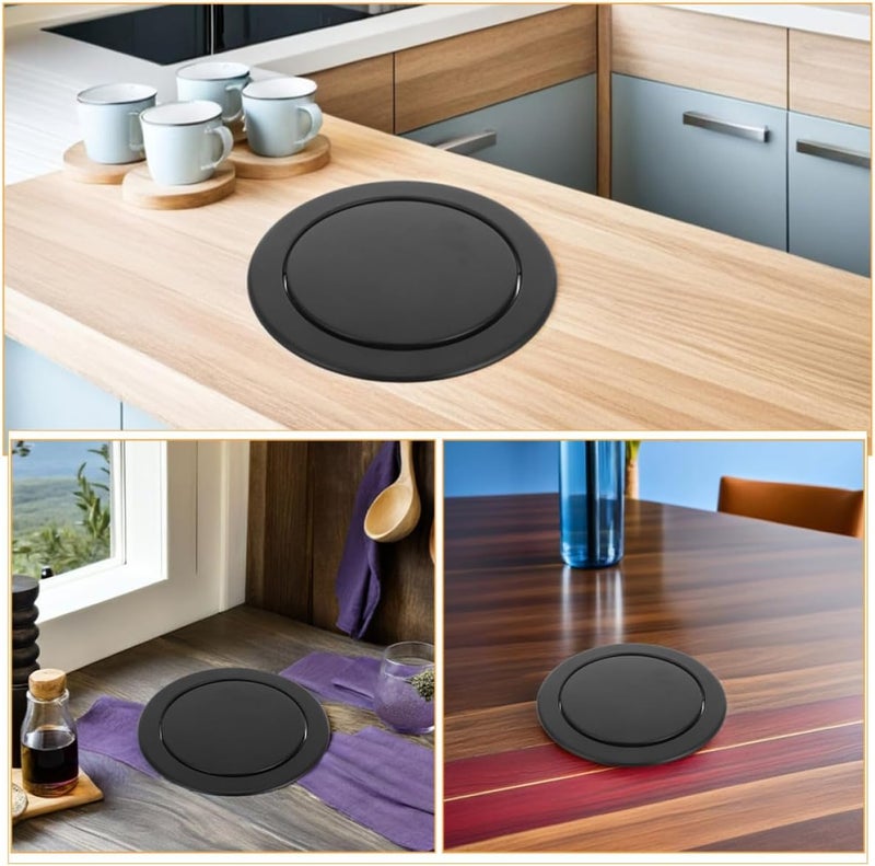 2pcs Stainless Steel Trash Can Swing Flap Lid Recessed Countertop Waste Chute Cover round Trash Bin Lid for Kitchen Bathroom Hotel Use Compatible with 19.3-23cm Opening - Image 3
