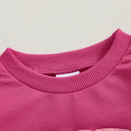 ZyHwShine Toddler Baby Girl Valentines Outfit Letter Embroidery Sweatshirt Crewneck Pullover Long Sleeve Sweater Clothes (fries before guys-Purple, 3-4 Years) - Image 4