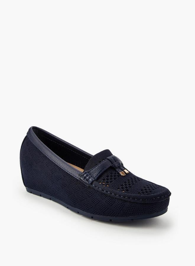 Flora Bella By Shoexpress Women Perforated Wedge Heel Loafers - Image 1