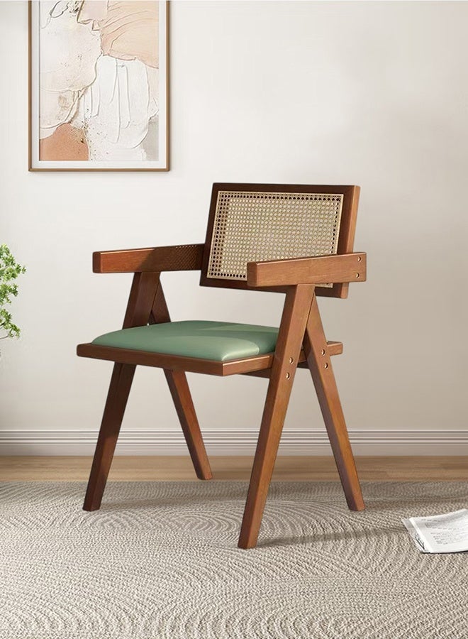 شو وو كرسي أخضر عتيق - مسند ظهر مزخرف من جلد البولي يوريثان الناعم، مثالي للمنزل/المكتب/المقهى، 51×53×83 سم - Image 4