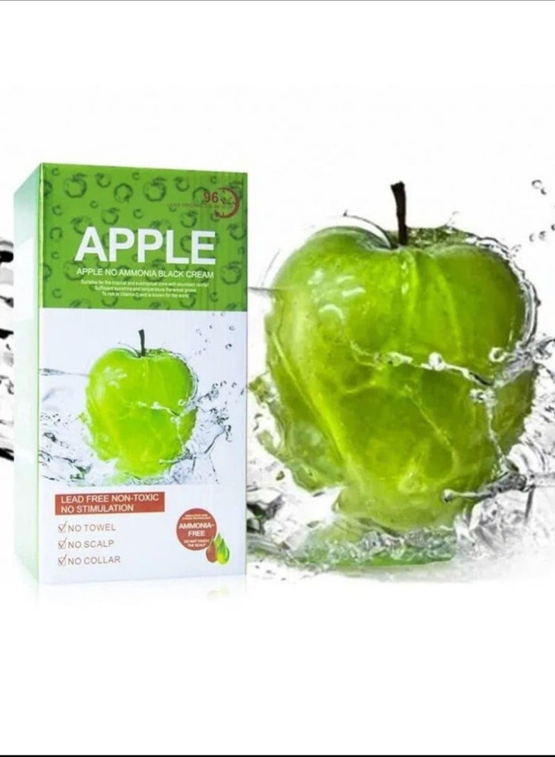 Apple Hair Color 96 Hours Ammonia-Free Black Dye Cream with Apple Fruit Extract for Hair and Beard – Long-Lasting Natural Black Color - Image 1