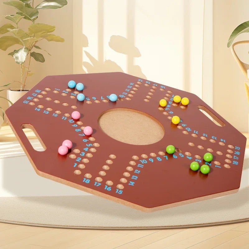 Y&D Classic Foldable Wooden Jackaroo Board Game Set - Four Player Card-Based Jacaro Competition - Image 1