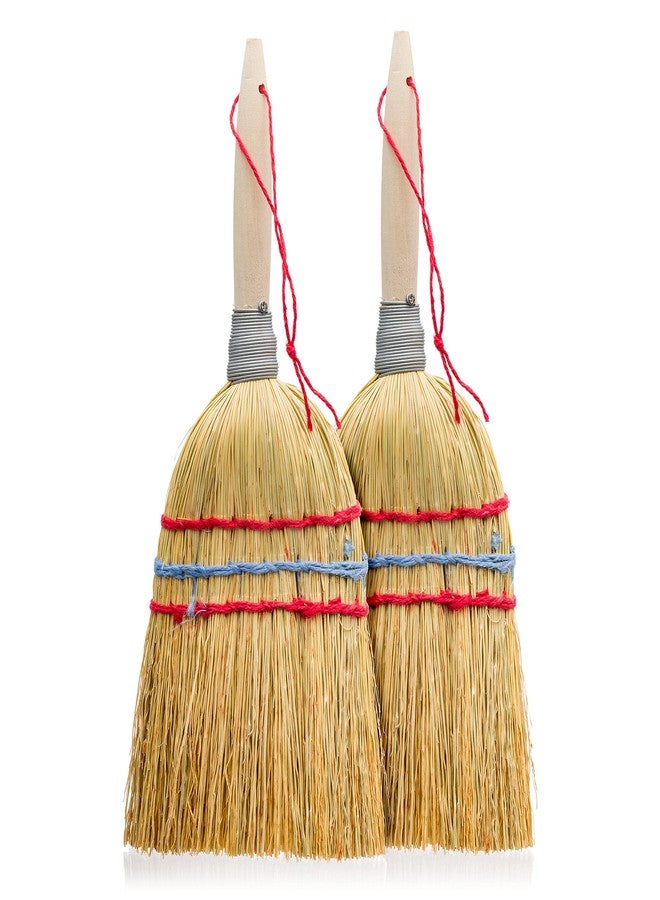 Redecker Hand Brush with Wooden Handle, Rice Straw, Untreated Beechwood, Set of 2, 10-Inches - Image 1