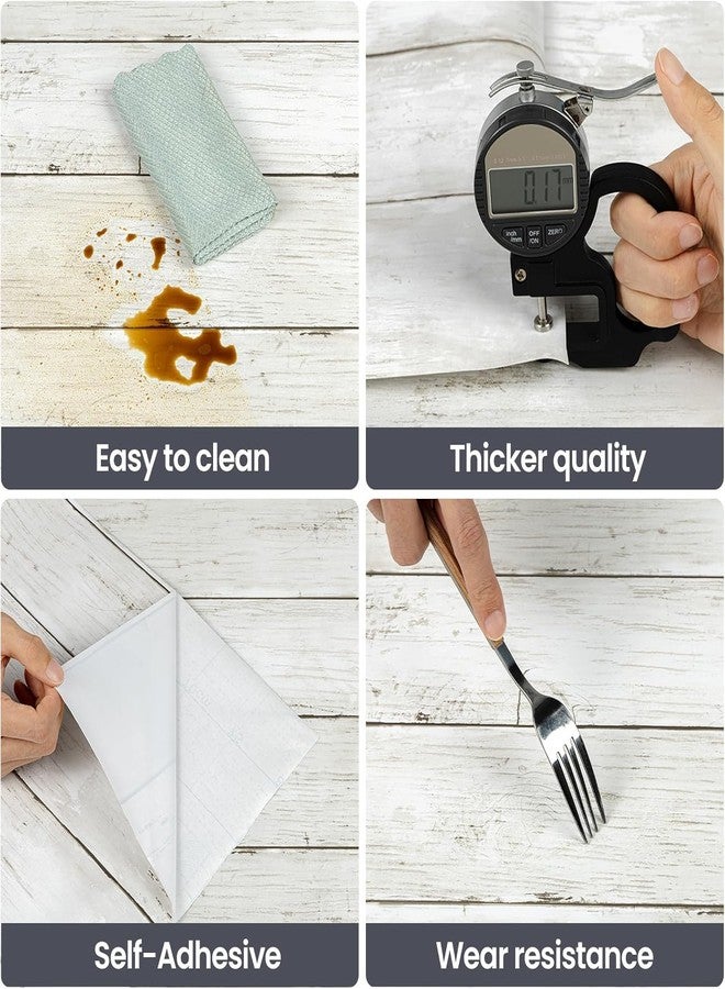 Abyssaly Peel and Stick Wallpaper with Tools 17.7" X 118" - White Gray Wood Contact Paper Shiplap Wall Paper Self-Adhesive Removable Decorative Wall Covering - Vintage Wood Plank Film for Home Decoration - Image 3