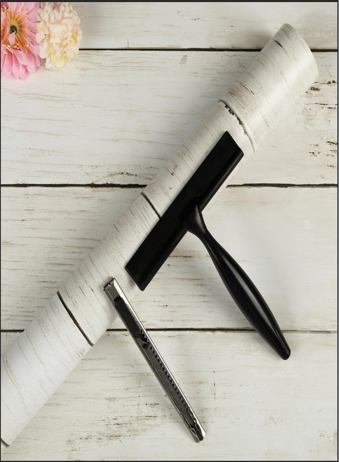 Abyssaly Peel and Stick Wallpaper with Tools 17.7" X 118" - White Gray Wood Contact Paper Shiplap Wall Paper Self-Adhesive Removable Decorative Wall Covering - Vintage Wood Plank Film for Home Decoration - Image 1