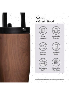 CORKCICLE Corkcicle Go Cup XL Insulated Tumbler with Lid and Straw, Walnut Wood, 30 oz – Reusable Water Bottle Keeps Beverages Cold for 12hrs – Cupholder Friendly Tumbler, Leak-Proof Design  - Image 4