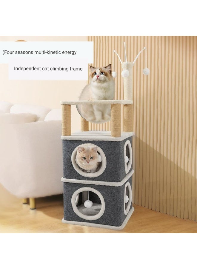 A.M 3-Story Cat House, Large Cat House for Indoor Cats Covered Cat Cave with Hideaway, Acrylic semi-Circular Bed, Foldable Cat Cube Condos Kitten Beds & Furniture for Multiple Small Pets - Image 5