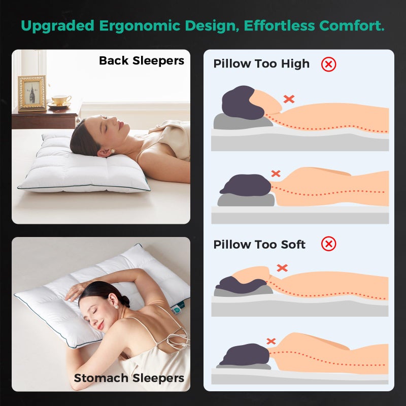 Three Geese Ultra Thin Flat Goose Down Feather Pillows for Sleeping Standard Size, 2.5" Height, 100% Cotton Cover, Ultra Slim Hotel Collection Bed Pillow for Stomach, Back Sleeper, 18x26 in. - Image 5