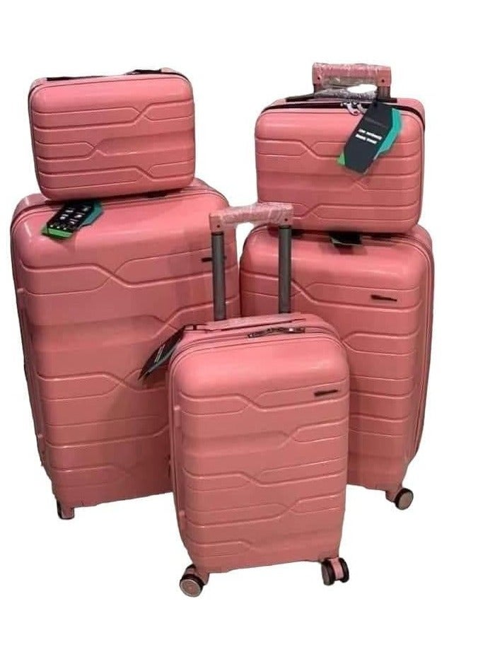 Unbreakable silicone wheeled luggage set with TSA lock, expandable double zipper, and 4 silent spinner wheels. 5-piece rose gold set. Durable, shock-resistant, and withstands airport bumps and knocks. - Image 1