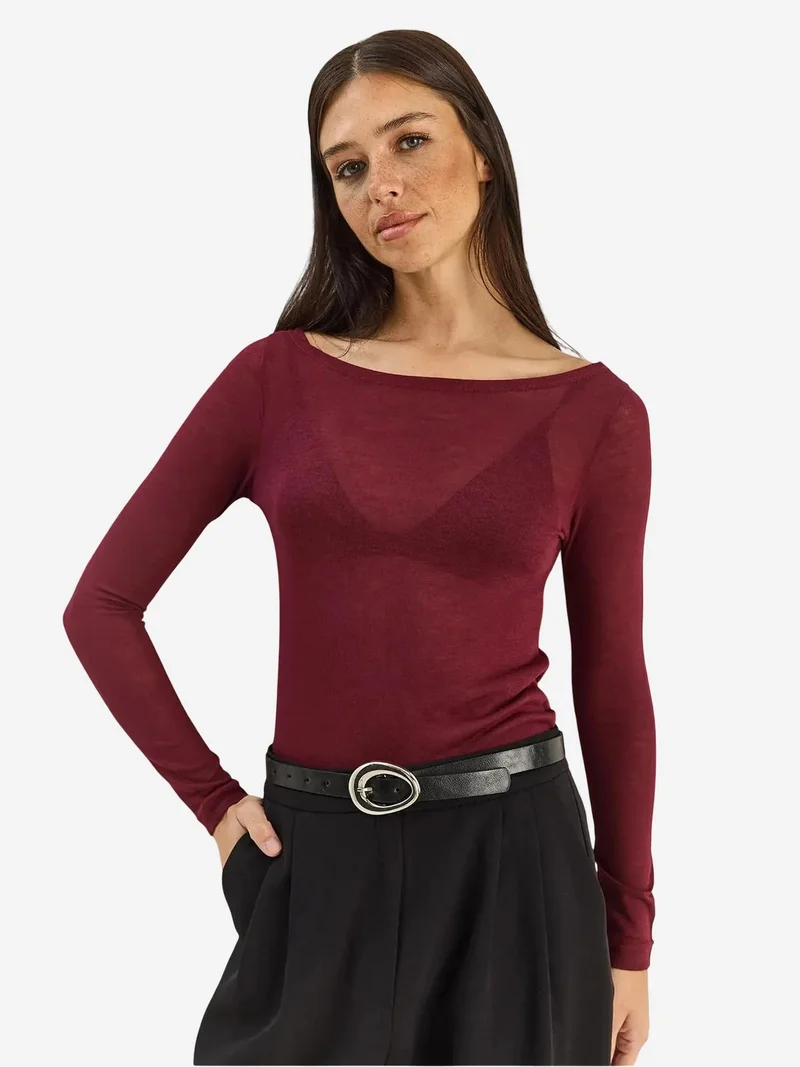 بيانكو لوتشي LUCCI Crew Neck Basic Transparent Top