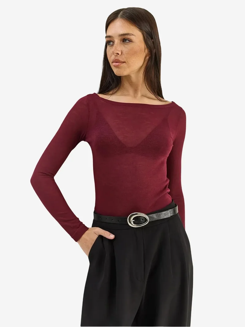 بيانكو لوتشي LUCCI Crew Neck Basic Transparent Top