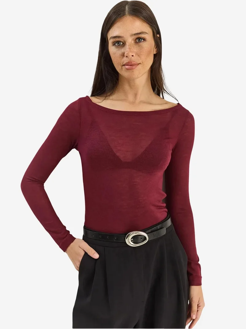 بيانكو لوتشي LUCCI Crew Neck Basic Transparent Top