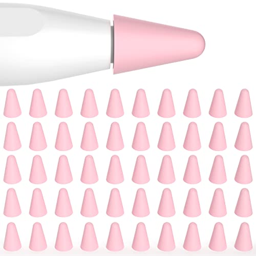JOOSKO Apple Pencil 2nd/1st Generation Nib Protectors (50 Pack, Pink) - Ultra Thin Silicone, Noise Free, Compatible with Apple Pencil (USB-C), Quiet Drawing - Image 1