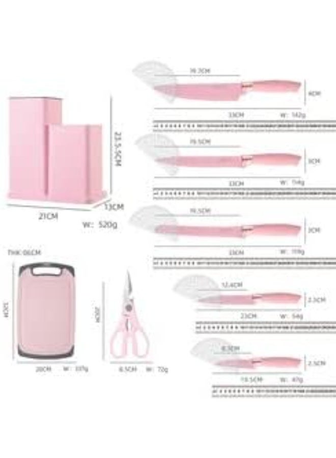 طقم توزيع سيليكون بيد خشب مع سكاكين ولوح تقطيع وحامل – 18 قطعة - Image 2