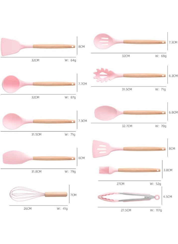 طقم توزيع سيليكون بيد خشب مع سكاكين ولوح تقطيع وحامل – 18 قطعة - Image 3