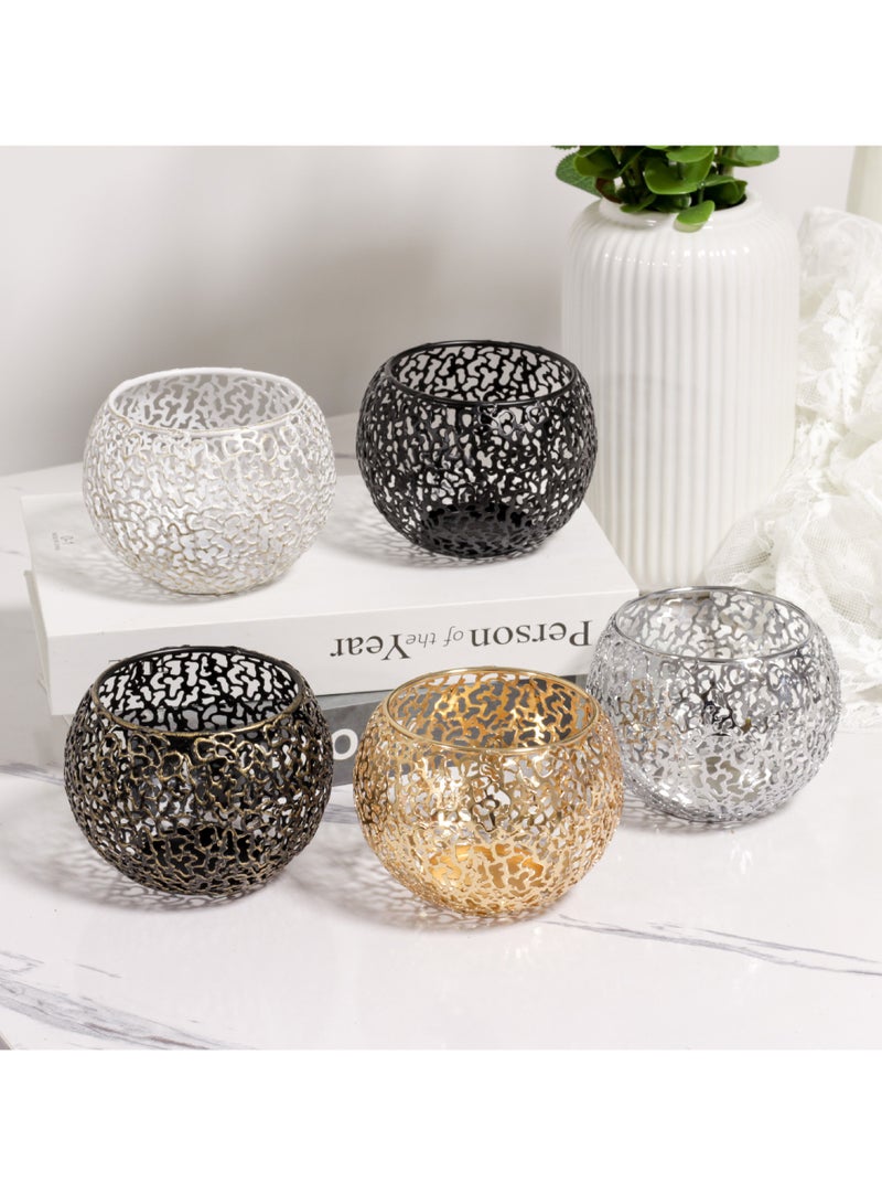 ARNOTEC Modern Metal Candle Holder Decorative Tealight Lantern – Electroplated Iron Tabletop Centerpiece for Christmas, Valentine's Day, Halloween, Home Decor – Silver, 11x11x9cm  - Image 5