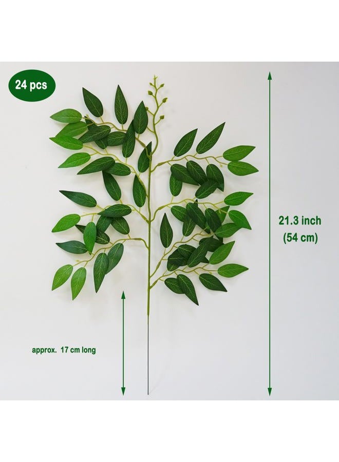 VOELIGT 24PCS Italian Ruscus Greenery 60cm Artificial Greenery Stems Leaf Greenery Garland for Wedding Arch Flowers Centerpieces Balloon Arch Home Decor - Image 2
