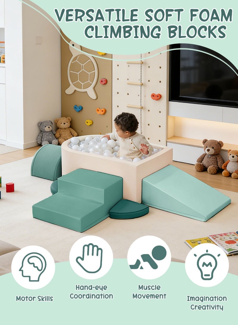MaBaby Toddler Climbing Toys Soft Foam Play Set with Ball Pit (6-Piece) – Montessori Early Education Indoor Active Play Equipment for Baby Gross Motor Skill Development, Safe Climb Crawl Blocks for Preschool Kids Playroom - Image 3