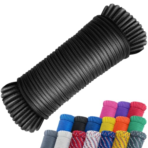 SMART&CASUAL SMARTCASUAL 100 ft 14 Polyester Rope Comparable to Nylon Rope Poly Strong Utility Cord for Clothes Line Flag Pole Camping Crafting Black - Image 1