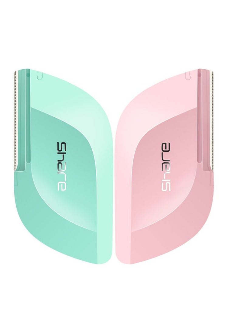 Share 2-Piece Facial Hair Remover Set Green/Pink - Image 1