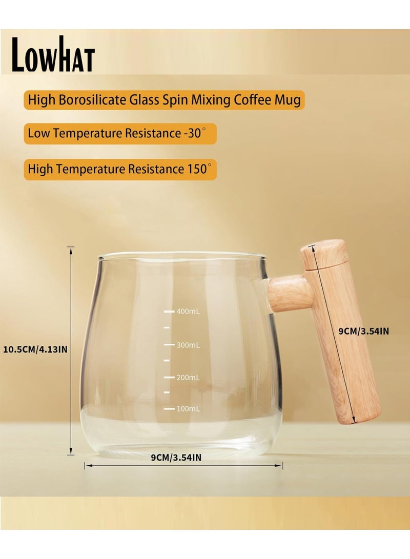 منخفض كوب ذاتي التحريك، كوب خلط كهربائي، كوب قهوة ذاتي التحريك مصنوع من زجاج البورسليكات العالي، كوب خلط قهوة دوار للاستخدام المنزلي والمكتب والسفر، مناسب لتحضير القهوة/الحليب/مسحوق البروتين - Image 4