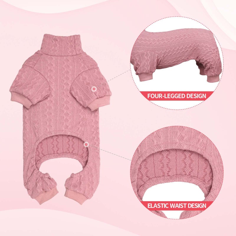 Jamktepat Dog Sweater Turtleneck Knitted Pet Clothes Solid Color Puppy Sweater Warm Dog Sweaters for Small Dogs(Pink&XS) - Image 3