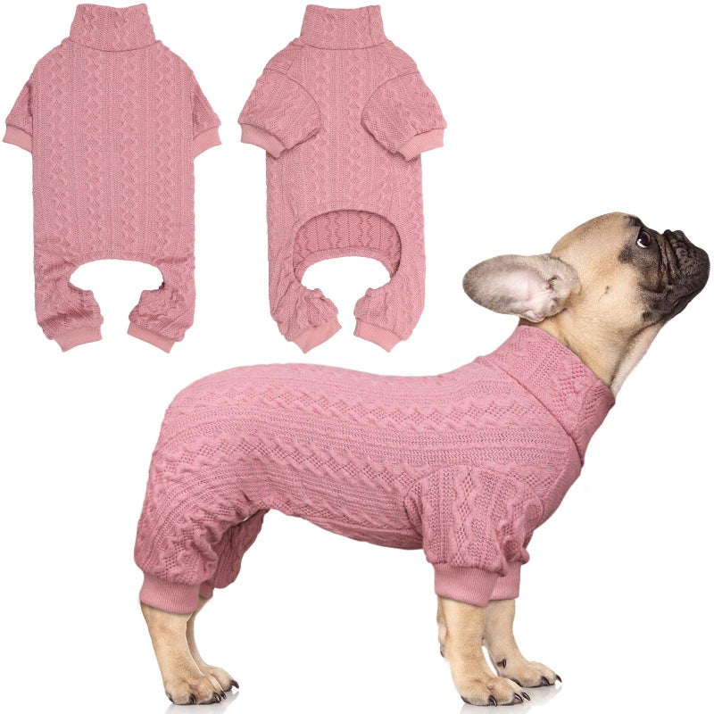 Jamktepat Dog Sweater Turtleneck Knitted Pet Clothes Solid Color Puppy Sweater Warm Dog Sweaters for Small Dogs(Pink&XS) - Image 1