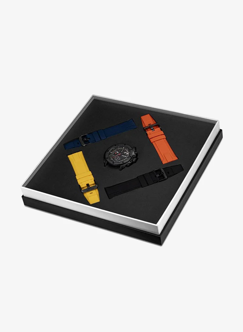 Police Black Men's Clout Orb Black Blue Orange Yellow Silicone Straps Chronograph Watch Set for Men - 50.4mm for Men | Best Price UAE
