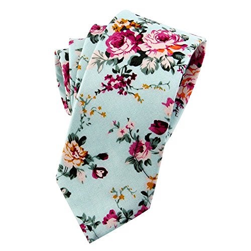 LEVAO-Men's Skinny Tie Floral Cotton Neck Ties for Men Mix3-A - Image 2