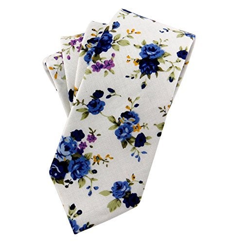 LEVAO-Men's Skinny Tie Floral Cotton Neck Ties for Men Mix3-A - Image 4
