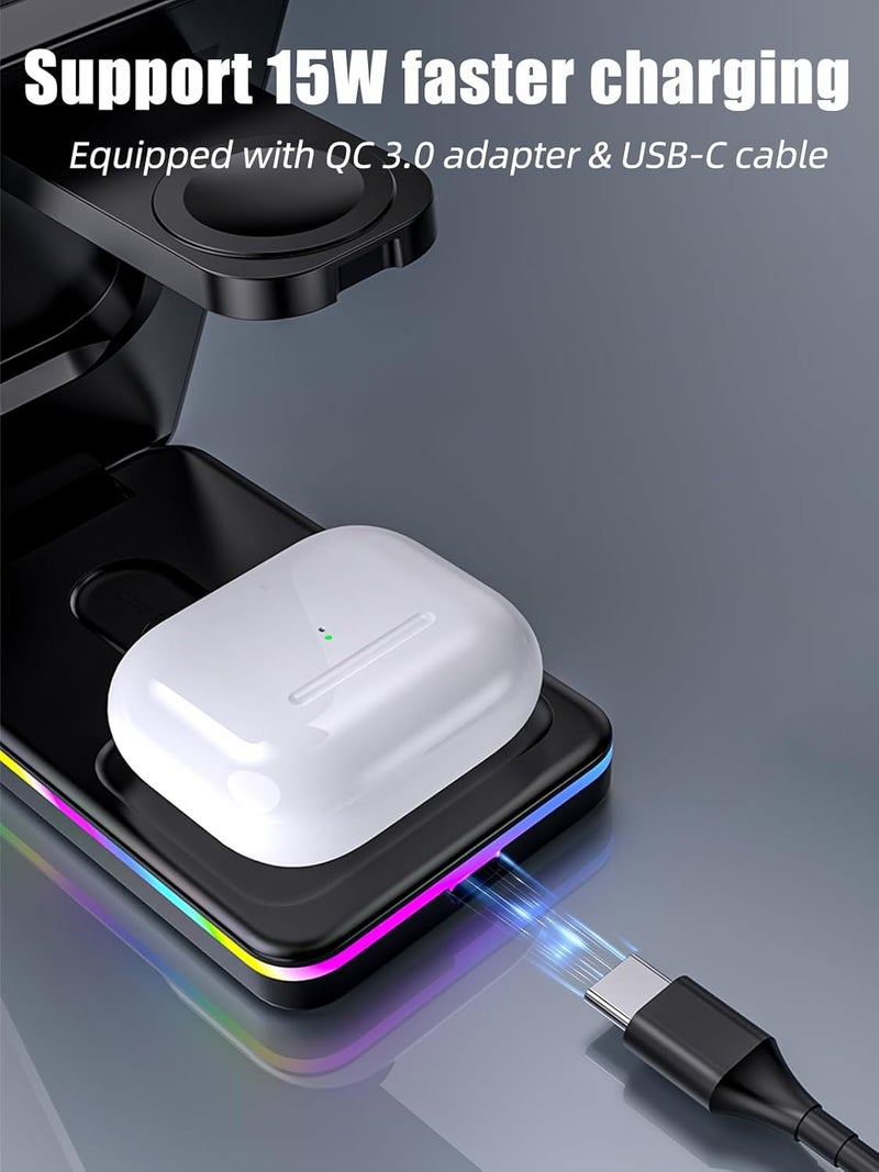 NeotrixQI Magnetic Wireless Charger Charger, 15W Fast Charging Mag-Safe Charger Stand for iPhone 16 15 Pro Max/14, Foldable Apple Charging Station for i Watch 10/9/Ultra, Travel Charger for AirPods Pro - Image 4