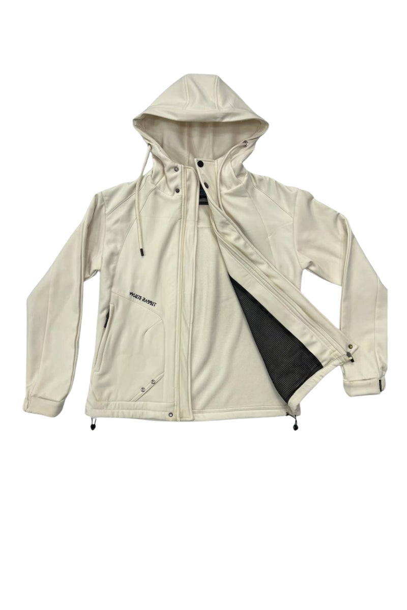 وايت رابيت جاكيت رجالي سوفت شيل مقاوم للماء من وايت رابيت – تصميم بغطاء رأس وسحاب كامل - Image 4